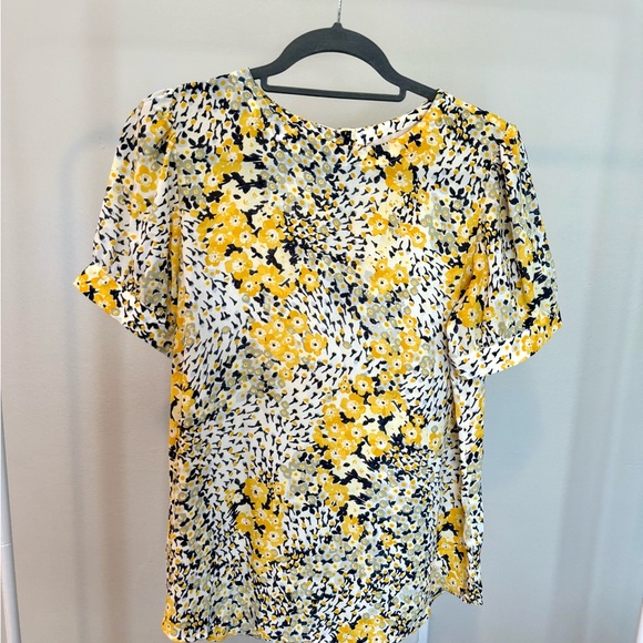 LOFT Tops - Elegant Yellow and Black Floral Blouse